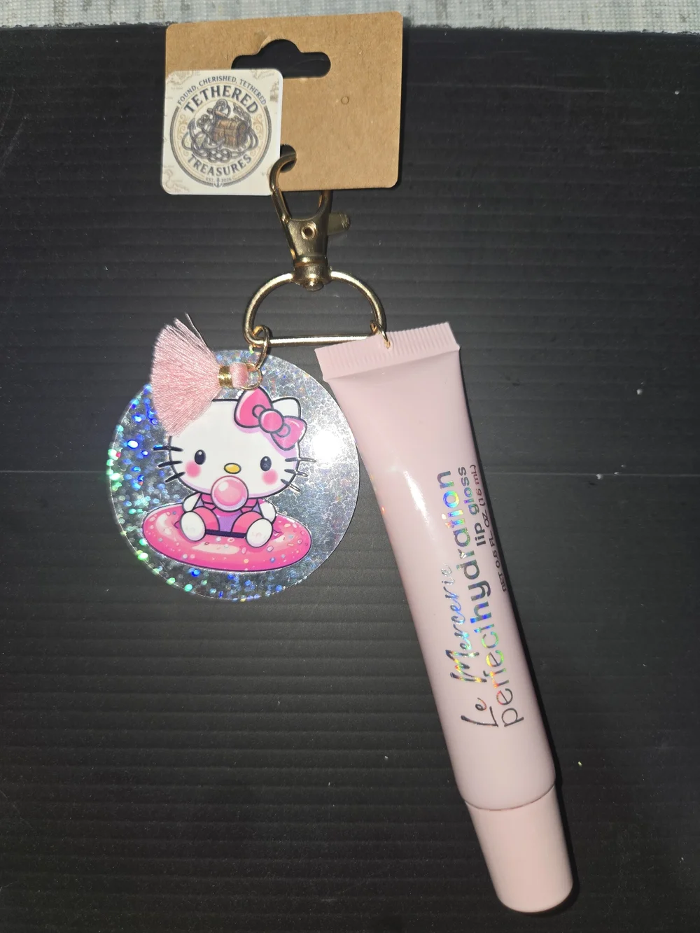 Hello Kitty Holographic Keychain with Pink Tassel